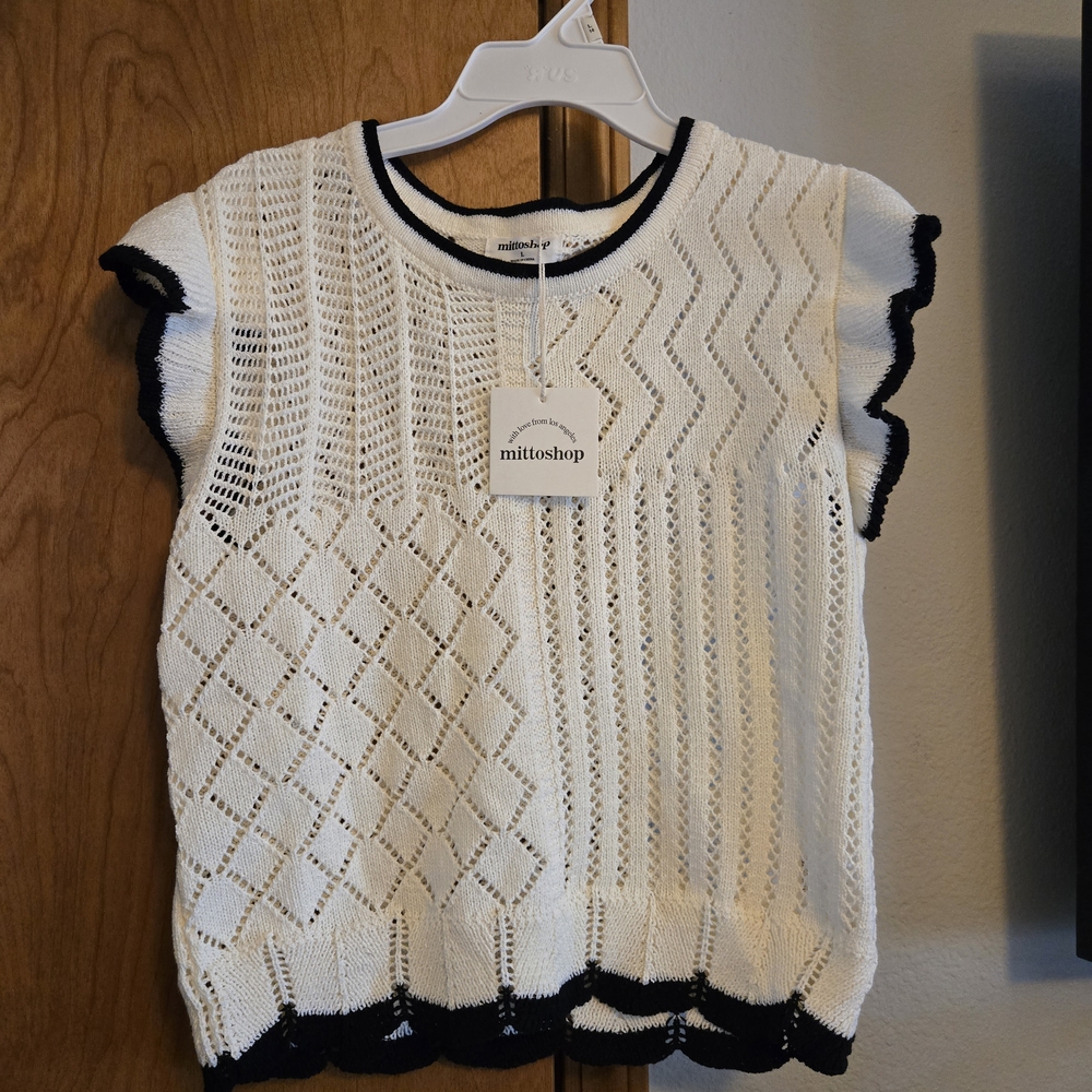 Mittoshop Cream and Black Knit Sweater